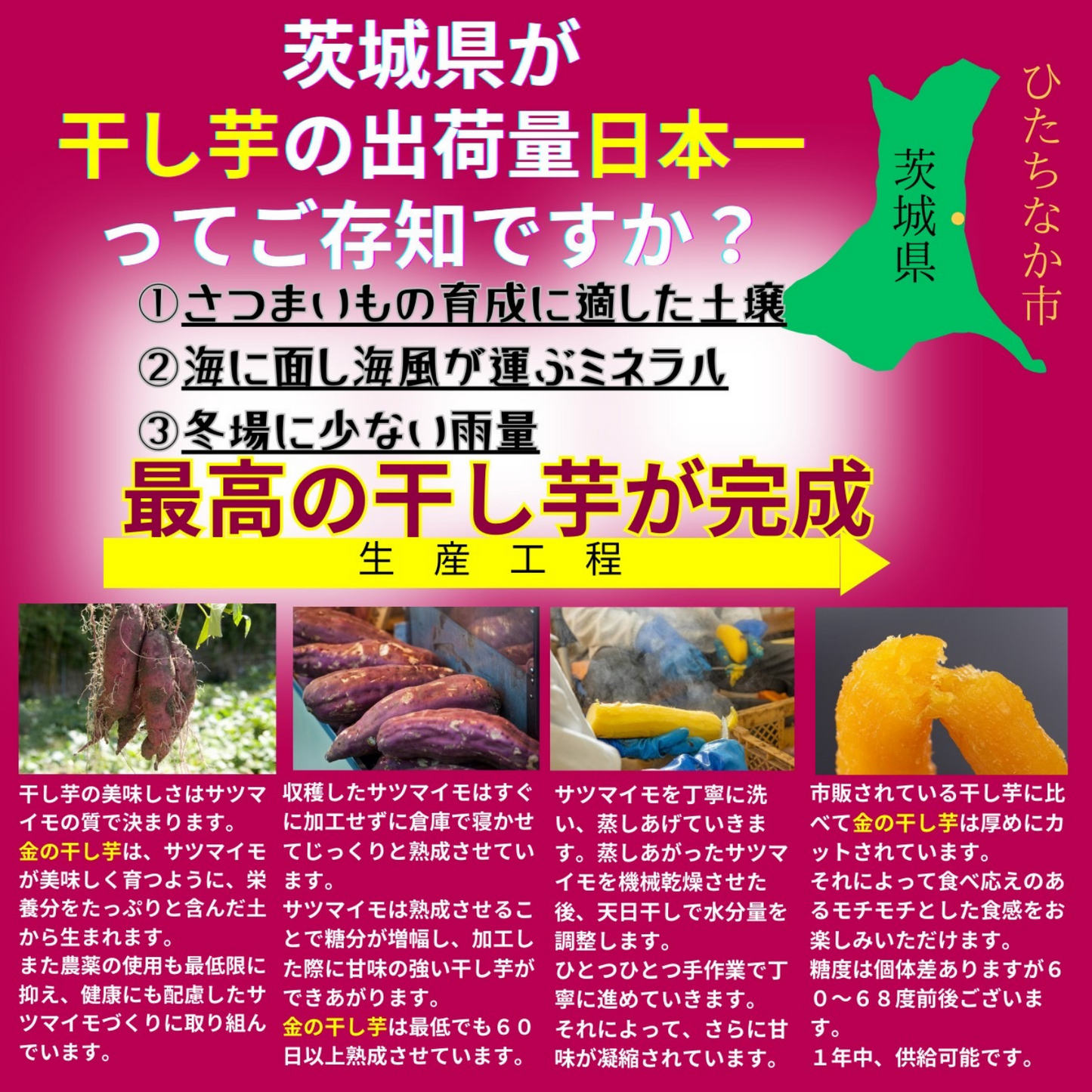 ひたちなか産 干し芋【黄金すいーも】(熟成・紅はるか使用)<定期購入で送料無料>